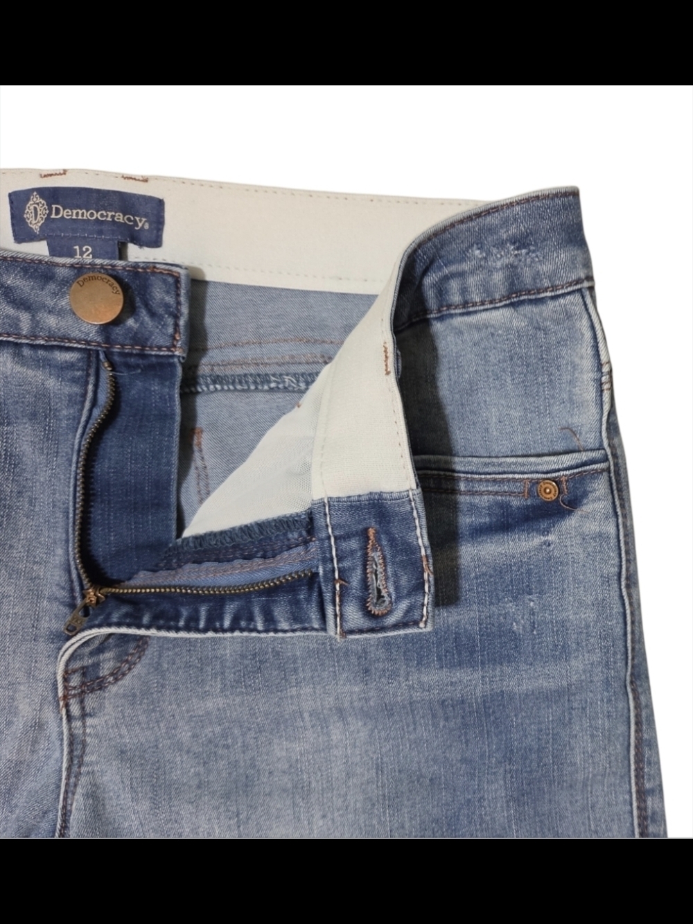 Democracy Medium Blue Denim Jeans with Faded Wash - Picture 6 of 13